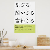 Zie geen kwaad, hoor geen kwaad, spreek geen kwaad poster (Keuken)