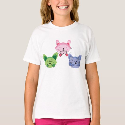 Zie Geen kwaad, hoor geen slechte katten, grappige T-shirt (Voorkant)