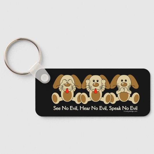 Zie Geen Kwieke Puppies Sleutelhanger (Achterkant)