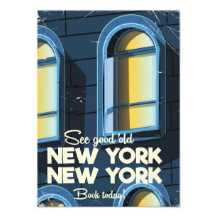 Zie Goed Oud New york-reisposter Foto Afdruk