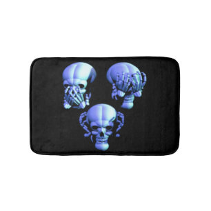 Zie Hear Speak No Evil Skulls Bath Mat