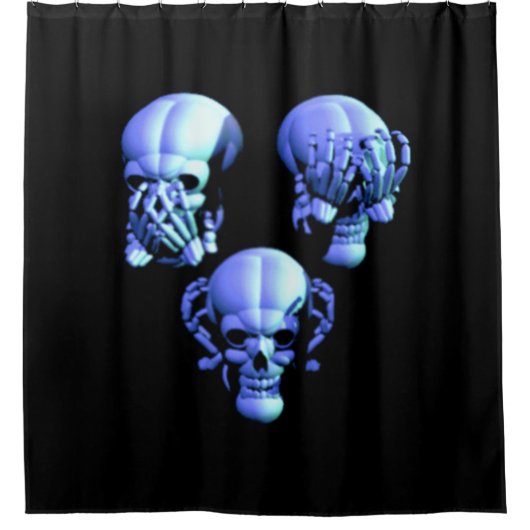 Zie Hear Speak No Evil Skulls Douchegordijn (Voorkant)