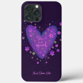  Zie het Goede. Paarse Bloemen Gepersonaliseerd Case-Mate iPhone Case (Achterkant)