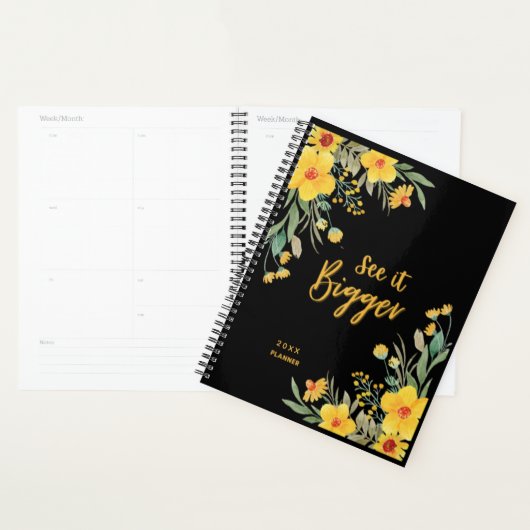 Zie het grotere elegante donkere Floral Planner (Display)