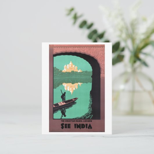 Zie het Indiase Chattar Manzil Palace Asia  Briefkaart (Staand voorkant)