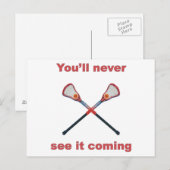 Zie het komen Lacrosse Briefkaart (Voorkant / Achterkant)