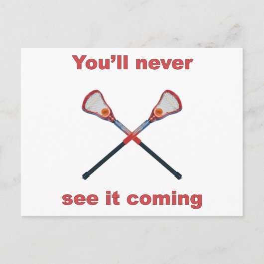 Zie het komen Lacrosse Briefkaart (Voorkant)
