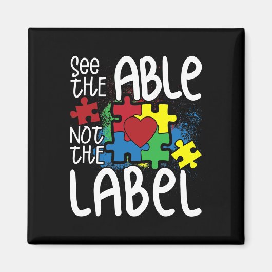 Zie het label Autistic Puzzle Autisme niet Magneet (Voorkant)