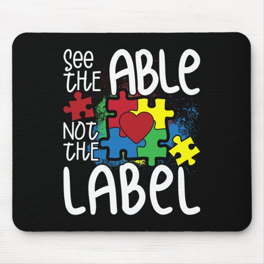 Zie het label Autistic Puzzle Autisme niet Muismat (Voorkant)