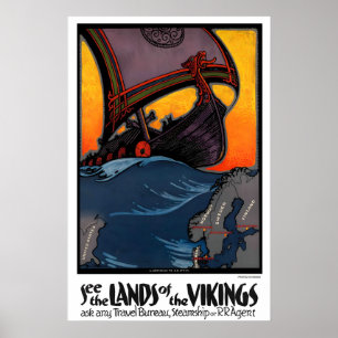 Zie het land van de Vikingen Vintage Reisposter Poster
