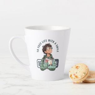 Zie het leven met een glimlach latte mok