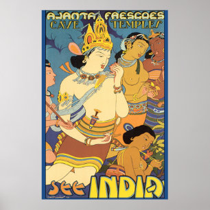 Zie het Poster voor Vintage-reizen in India voor k