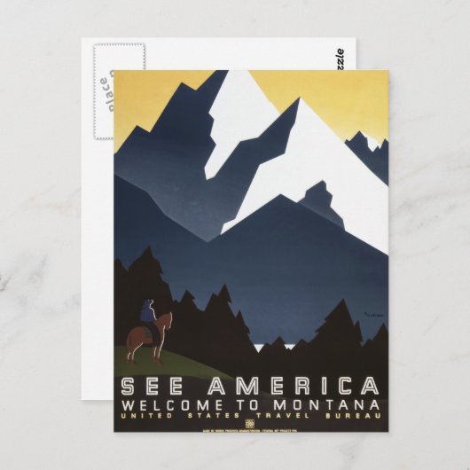  zie het reizen van de Amerikaanse Montana WPA Briefkaart (Voorkant / Achterkant)