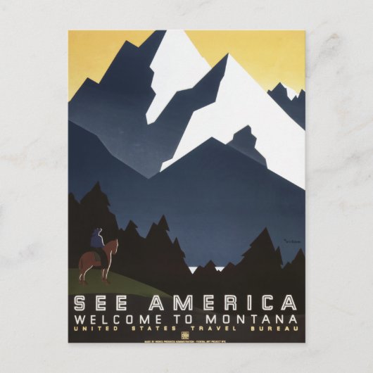  zie het reizen van de Amerikaanse Montana WPA Briefkaart (Voorkant)