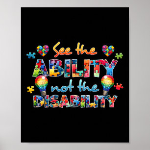 Zie het vermogen en niet de handicap Grappig Autis Poster