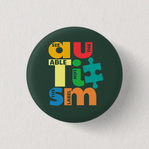 Zie het Vermogen Niet het Etiket Autismebewustzijn Ronde Button 3,2 Cm