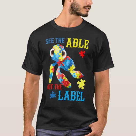 Zie Het Vermogen Niet Het Etiket Schildpad Puzzel  T-shirt (Voorkant)