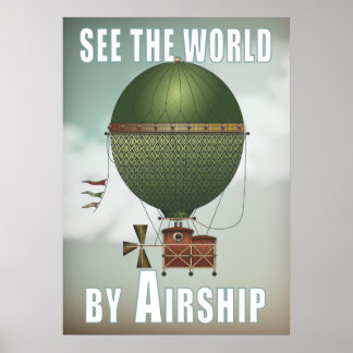 Zie het wereldluchtschip Citronnier Steampunk Trav Poster
