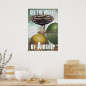 Zie het wereldvliegveld Trio Steampunk Travel Poster (Keuken)
