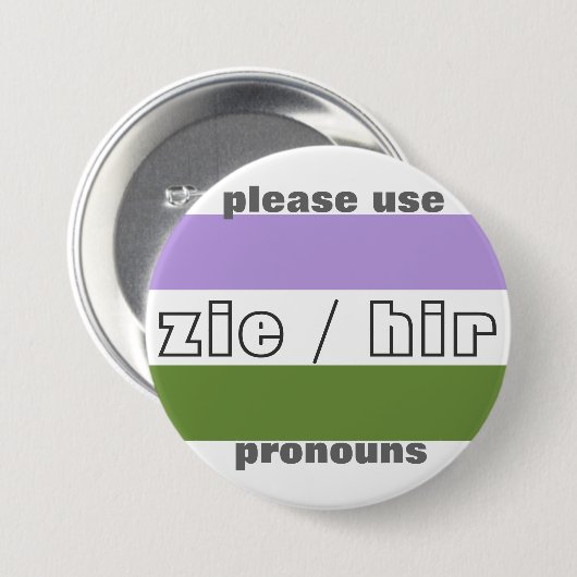 Zie/Hir Pronoun Button Pin (Voorkant /achterkant)