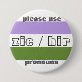 Zie/Hir Pronoun Button Pin (Voorkant)