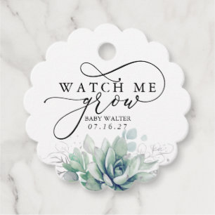 Zie hoe ik groei - Succulents Greenery Baby shower Bedankjes Labels