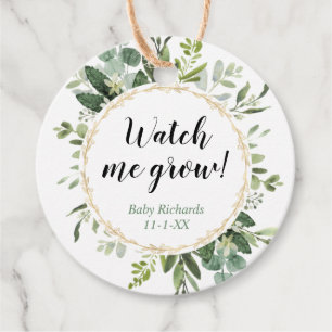 Zie hoe ik groen goud baby shower met eucalyptus k bedankjes labels