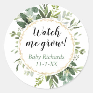 Zie hoe ik groen goud baby shower met eucalyptus k ronde sticker