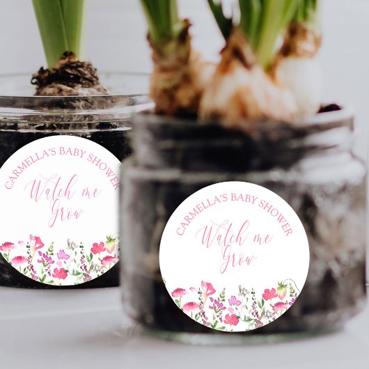 Zie hoe ik roze Baby shower van wilde bloemen kwee Ronde Sticker