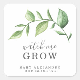 Zie hoe ik Rustic Elegant Greenery Baby shower kwe Vierkante Sticker