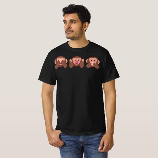 Zie, hoor en spreek geen kwaad aap emoji festival t-shirt (Voorkant volledig)