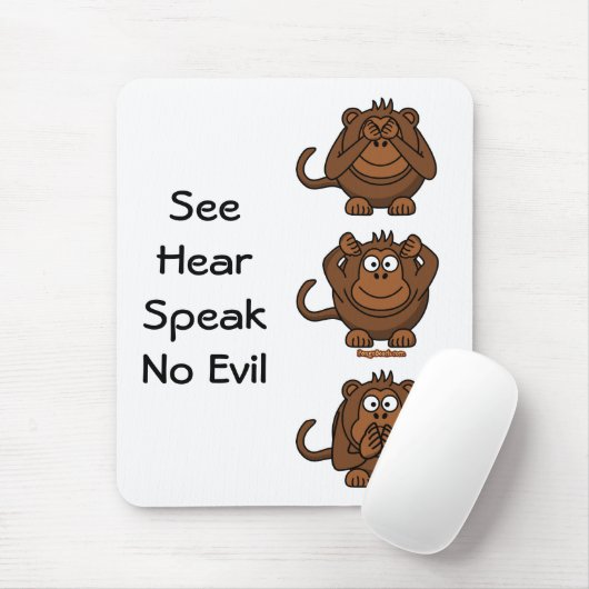 Zie horen spreken geen Kwaadwillige apen, SeeHearS Muismat (Met muis)