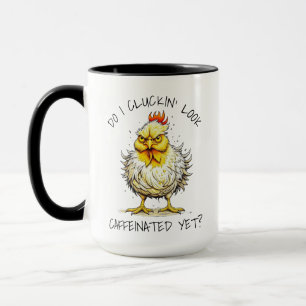 Zie ik er al cafeïnerend uit? Grappige boze kip Mok