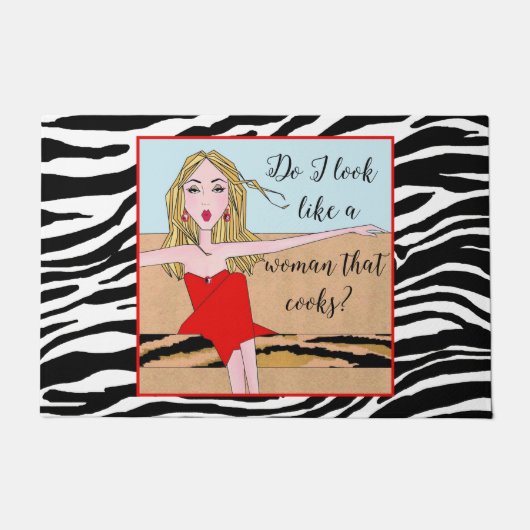 "Zie ik eruit als een vrouw die kokt?" Deurmat (Voorkant)