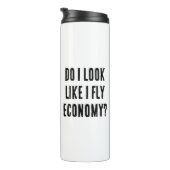 Zie ik eruit alsof ik vlieg Economie Grappige Reis Thermosbeker (Geroteerd rechts)