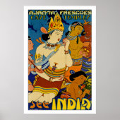 Zie India ~ Ajanta Frescoes Poster (Voorkant)