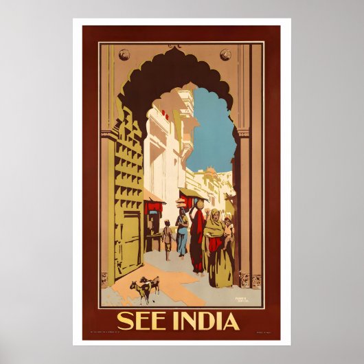 Zie India Vintage Reisposter Poster (Voorkant)