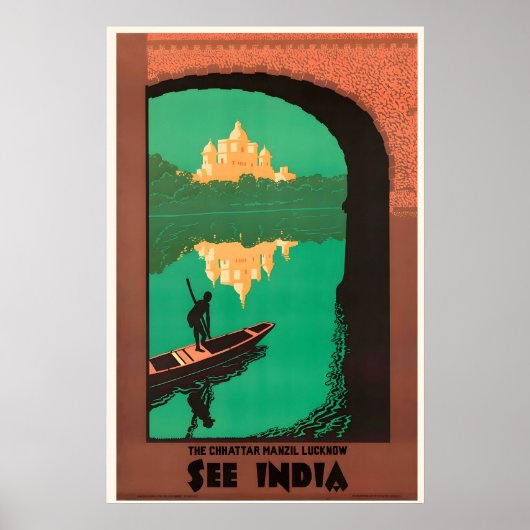 Zie India Vintage Reisposter Print (Voorkant)