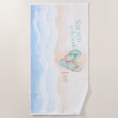 Zie je bij het strand Kustliefde Handdoek (Voorkant)