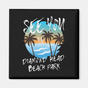 Zie je Diamond-head-beach-park Retro Vintage Oahu Magneet