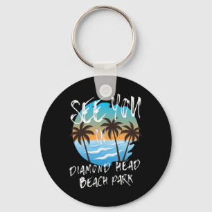 Zie je Diamond-head-beach-park Retro Vintage Oahu Sleutelhanger