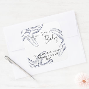 Zie je gauw baby shower favorietje vierkante sticker