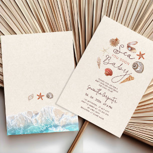 Zie je gauw schelpen zand baby shower kaart