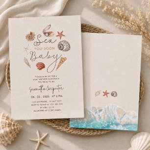Zie je gauw schelpen zand baby shower kaart