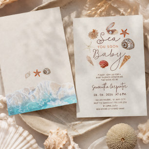 Zie je gauw schelpen zand baby shower kaart