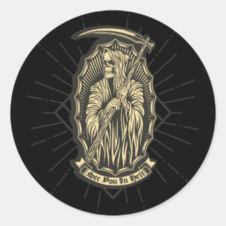 Zie je in de hel ronde sticker