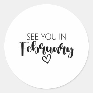 Zie je in februari Zwangerschap Aankondiging Ronde Sticker