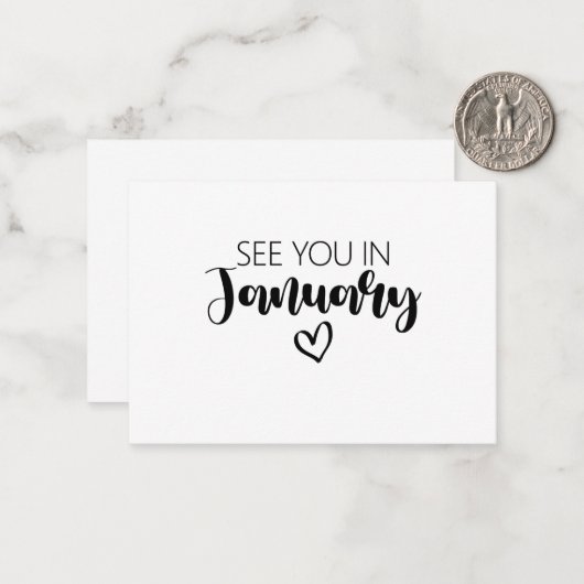 Zie je in januari Zwangerschap Aankondiging (Voorkant / Achterkant in situ)