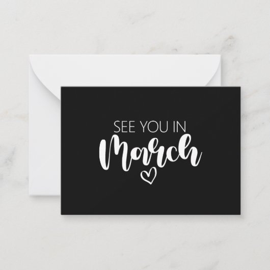 Zie je in maart Zwangerschapsaankondiging Notitiekaartje (Voorkant)