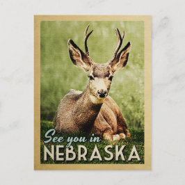 Zie je in Nebraska - Stag Deer Wildlife Briefkaart